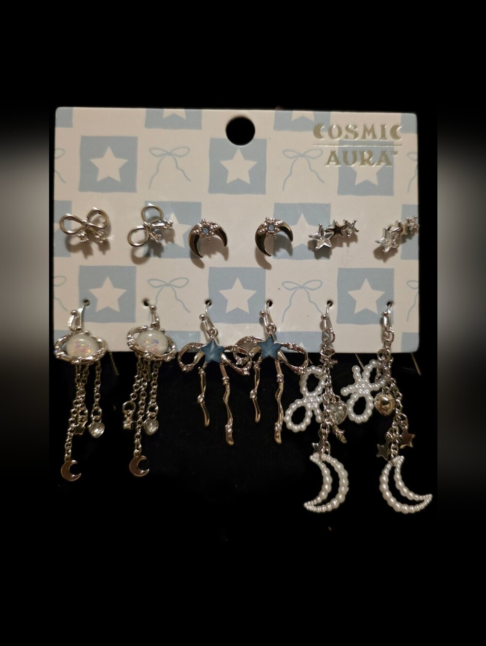 Silvertone Celestial Earring Set